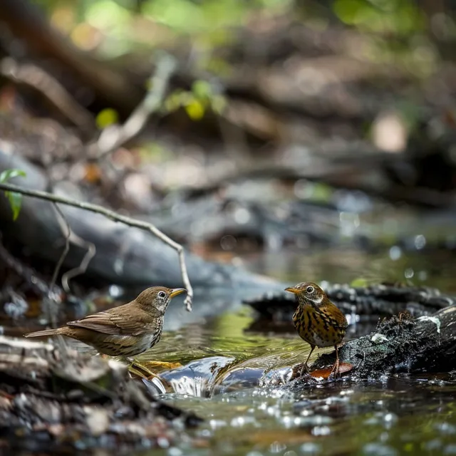 Creek’s Quiet Flow with Birds