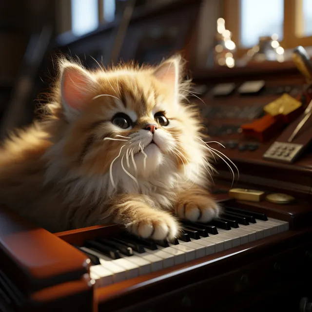 Sueño Acogedor Del Gatito En El Piano