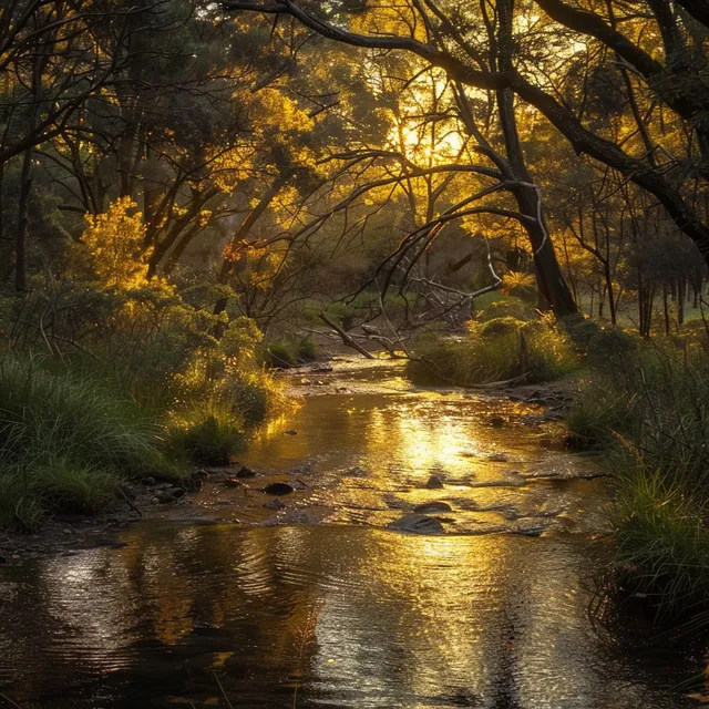 Calma Del Río A La Luz Del Amanecer