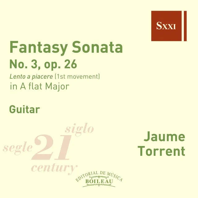 Fantasy Sonata No. 3, Op. 26. Lento a Piacere (1st Movement) in A Flat Major. Guitar