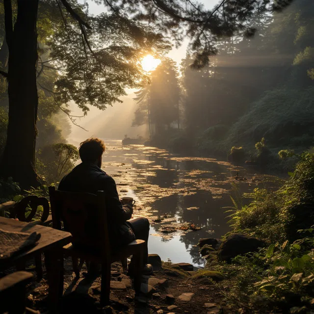 Calma De Cappuccino En La Orilla Del Arroyo