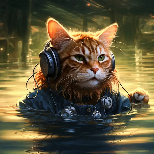 Feline Oasis: Cats Serene Waters Melodies