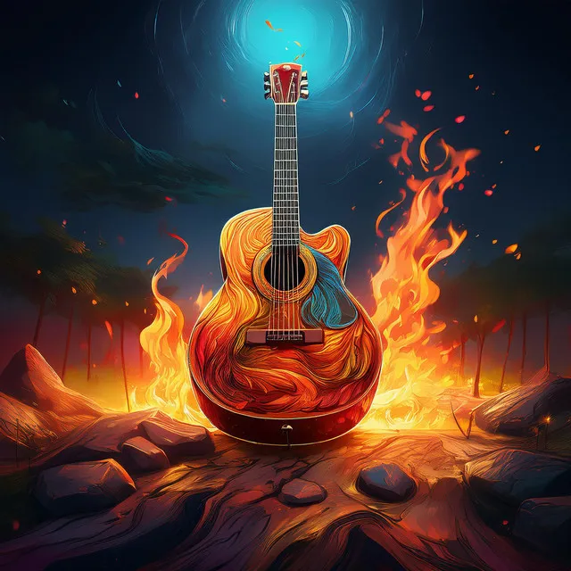 Guitar Fireside Relaxation: Calming Flames and Tunes