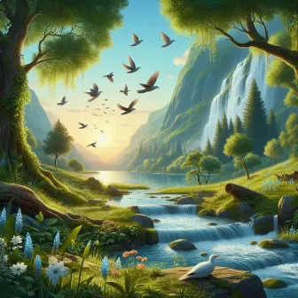 Relaxing Landscape with Birds and Flowing Water in the Background by Dominick Maita