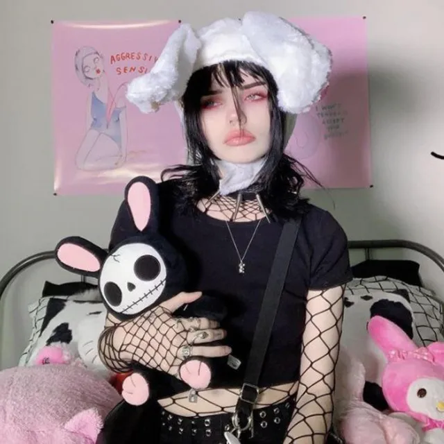 emo bitch in a bunny hat