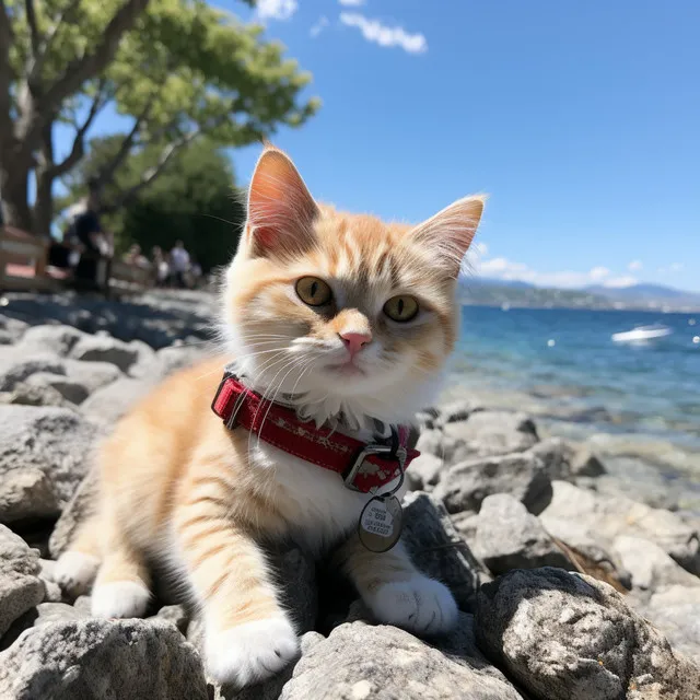 Tiempo De Juego En La Orilla Para Gatos