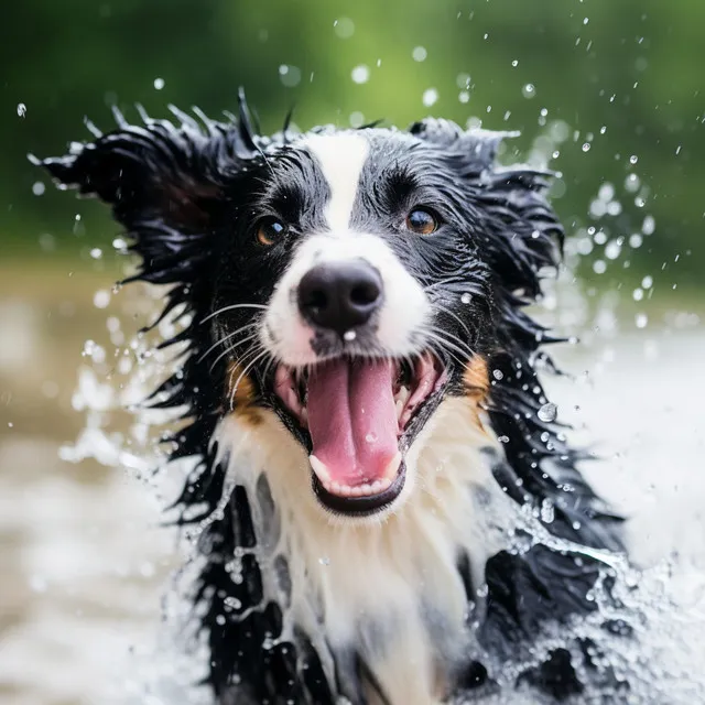 Armonía De La Gota De Lluvia Con Los Perros