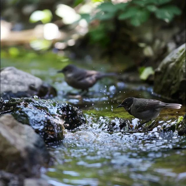 Creekside Contemplation in Bird Harmony