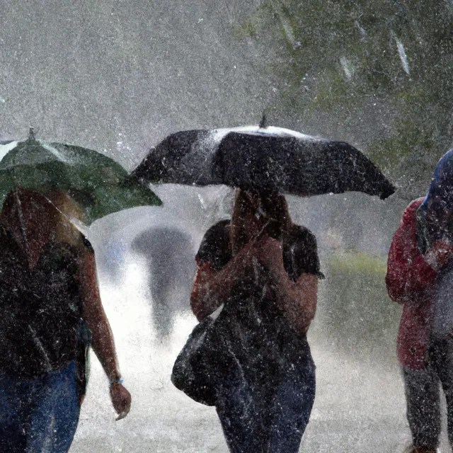 Heavy Rain While Walking Through the City