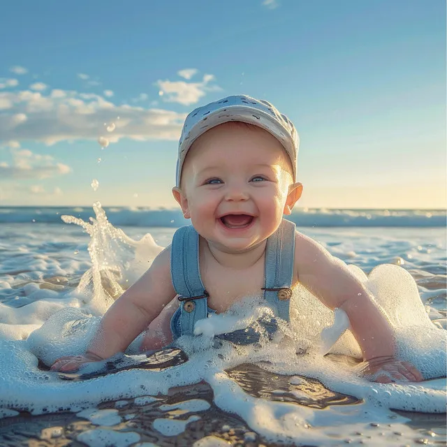 Sintonía Del Bebé Con Sonrisa En El Mar