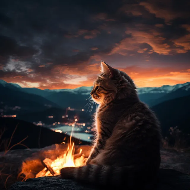 Feline Flames: A Cat's Fireside Serenity