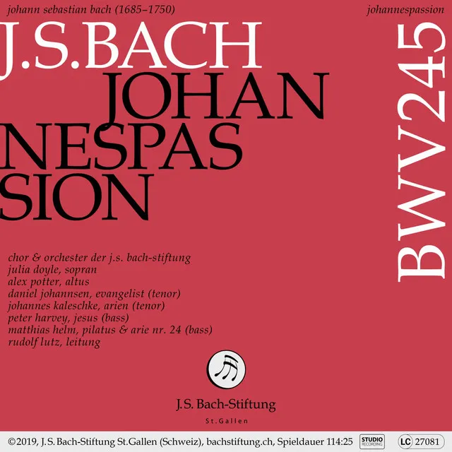 Johannespassion, BWV 245: No. 7, Arie - Von den Stricken meiner Sünden (Alt)