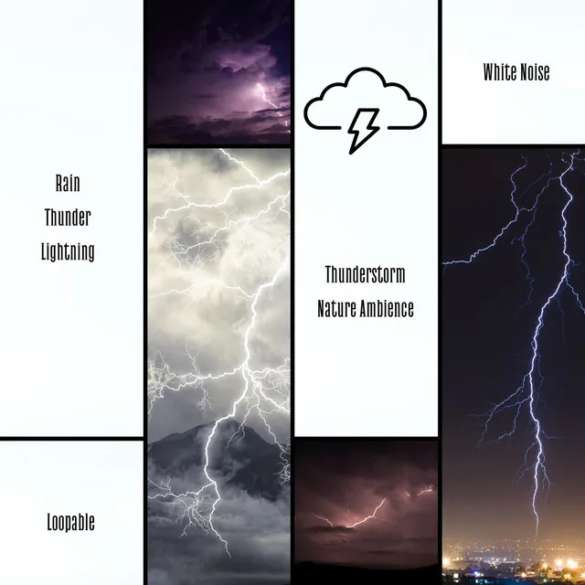 White Noise & Thunderstorm Nature Ambience (Rain, Thunder, Lightning), Loopable