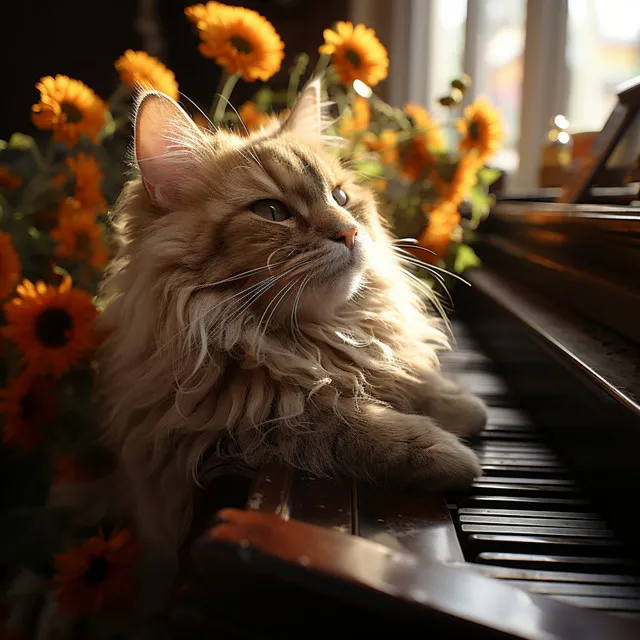 Sintonía Tranquila De Gato En Los Pianos