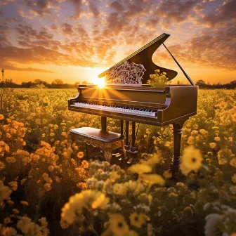 Sinfonía De Rayo De Sol: El Piano Pinta El Lienzo De Los Colores Del Amanecer by Fondo de jazz de piano con clase