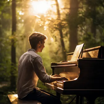 Teclas Bañadas Por El Sol: Bosquejos De Piano Con La Danza De La Luz Del Sol Y Rocío by La flor del sol