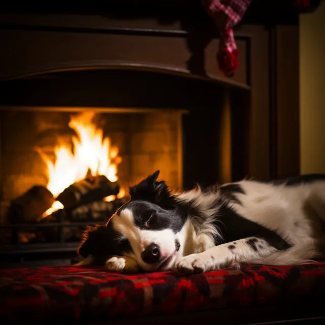 Bienaventuranza Tranquila De La Luz Del Fuego Para Perros