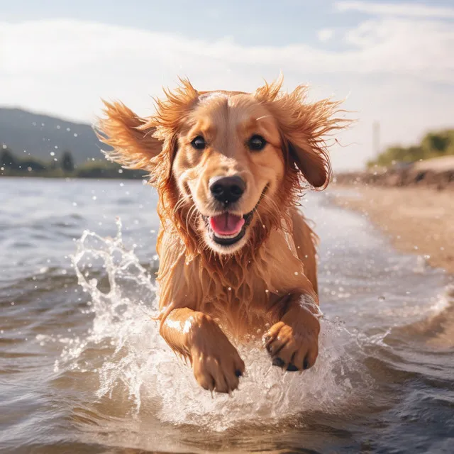 Orilla Relajante Para Los Perros En El Océano