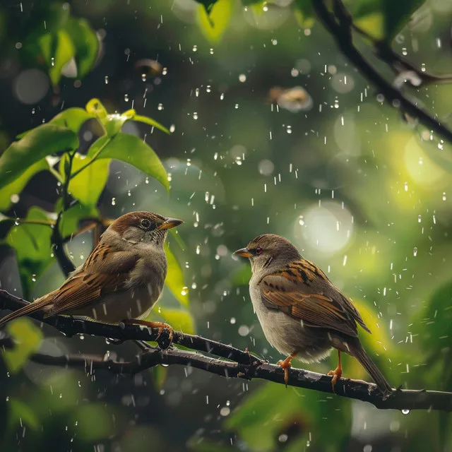 Soothing Night Rain with Gentle Bird Calls