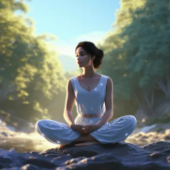 Soothing Waterfall Yoga Oasis: Stream's Peaceful Poses Harmony by Alex Rainbow