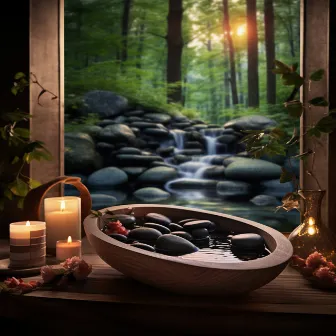 Binaural Spa Waters: Stream Massage Harmony by Japanese Garden