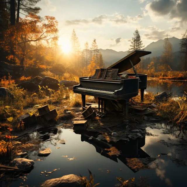 Piano Con Paisaje Dormido A La Luna Calma