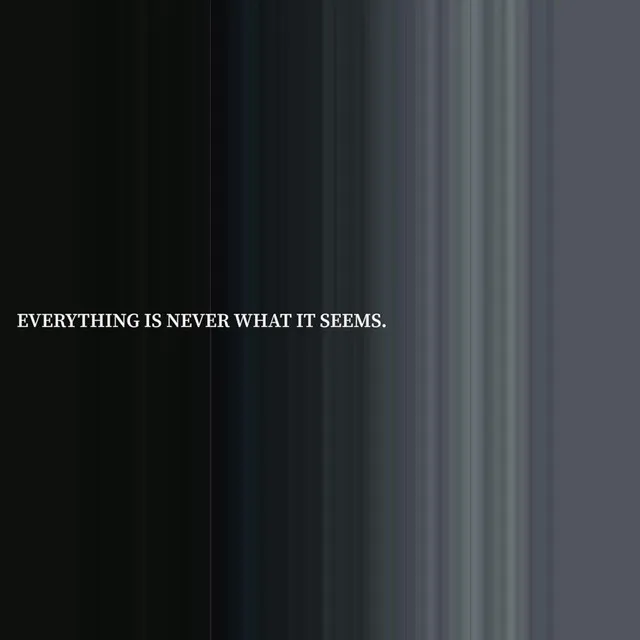 EVERYTHING IS NEVER WHAT IT SEEMS.