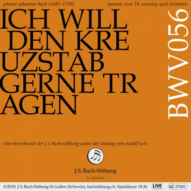 Ich will den Kreuzstab gerne tragen, BWV 56: No. 5, Komm, o Tod, du Schlafes Bruder (Live)