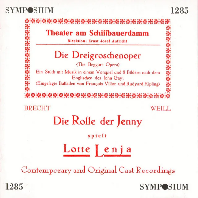 Die Dreigroschenoper (the Threepenny Opera) [excerpts]