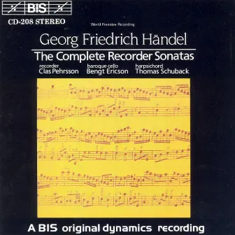 Handel: Complete Recorder Sonatas by Bengt Ericson