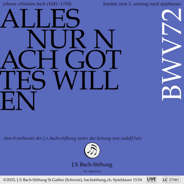 Alles nur nach Gottes Willen, BWV 72: V. Arie (Sopran) - Mein Jesus will es tun