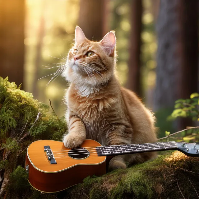 Cats' Soothing Strums: Harmonies Among Leaves