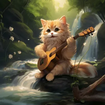 Waterfall Cats: Feline Soothing Tunes by Waterfall in the distance