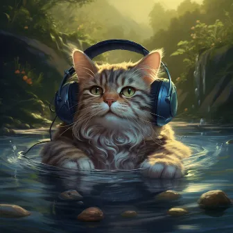 Water Echoes: Cats Soothing Melodies by Flowing Waters