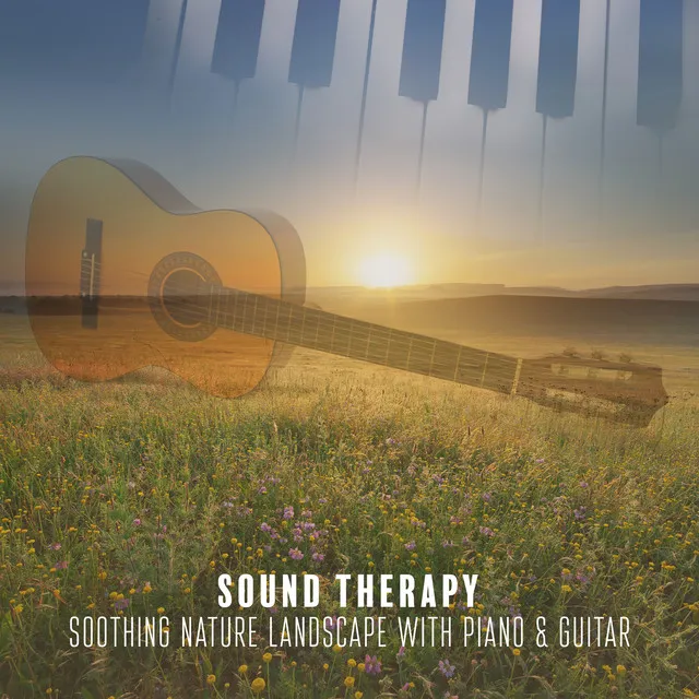 Sound Therapy. Soothing Nature Landscape with Piano & Guitar