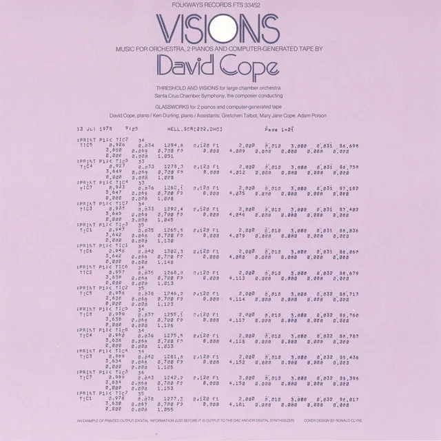 Visions - Music for Orchestra, 2 Pianos and Computer-Generated Tape: By David Cope