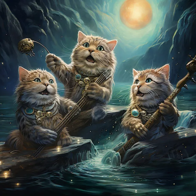 Rhythmic River Cats: Melodies of Flowing Waters