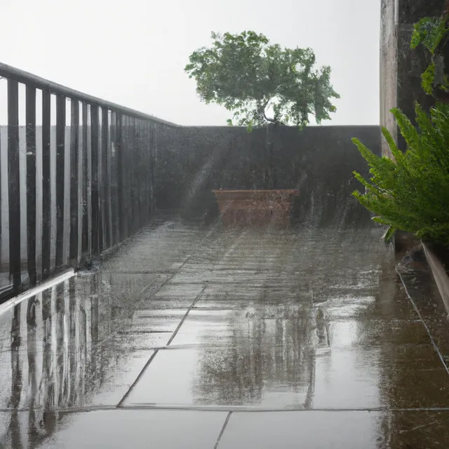 Intense Rain on the Balcony at Home to Rest