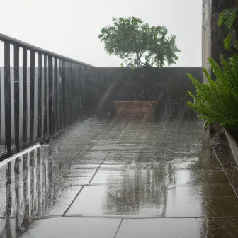 Intense Rain on the Balcony at Home to Rest by Rainstorm Serenity