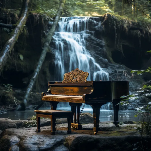 Piano Oasis Serenade with Waterfall Sounds