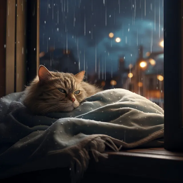 Armonía De Gato Tranquilo En La Lluvia