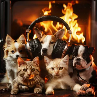 Pet's Hearth: Soothing Fire Melodies by Sleepy Pets