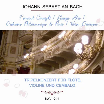 Fernand Caratgé / Georges Ales / Orchestre Philarmonique de Paris / Victor Desarzens play: Johann Sebastian Bach: Tripelkonzert für Flöte, Violine und Cembalo, BWV 1044 by Ruggero Gerlin