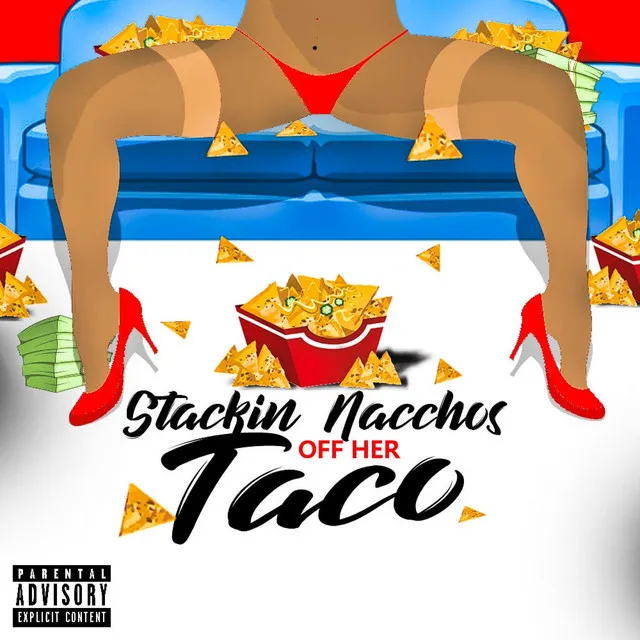 stackin nacchos off her taco