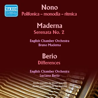 Nono, Maderna & Berio: Works for Chamber Orchestra by Bruno Maderna