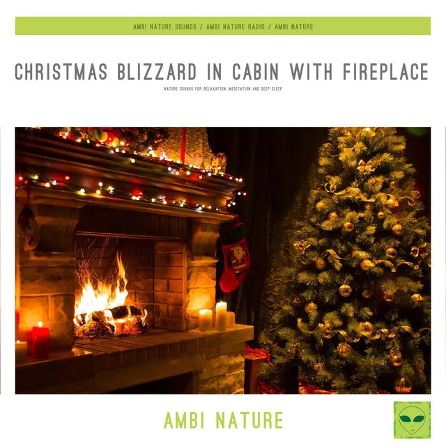 Cosy Christmas Fireplace and Wind in Cabin