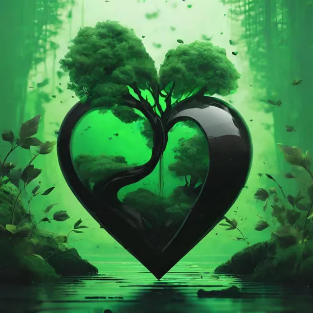 black heart, green heart