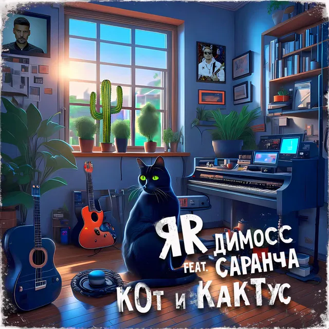 Кот и кактус