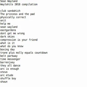 Waylohits 2018 by Sean Wayland