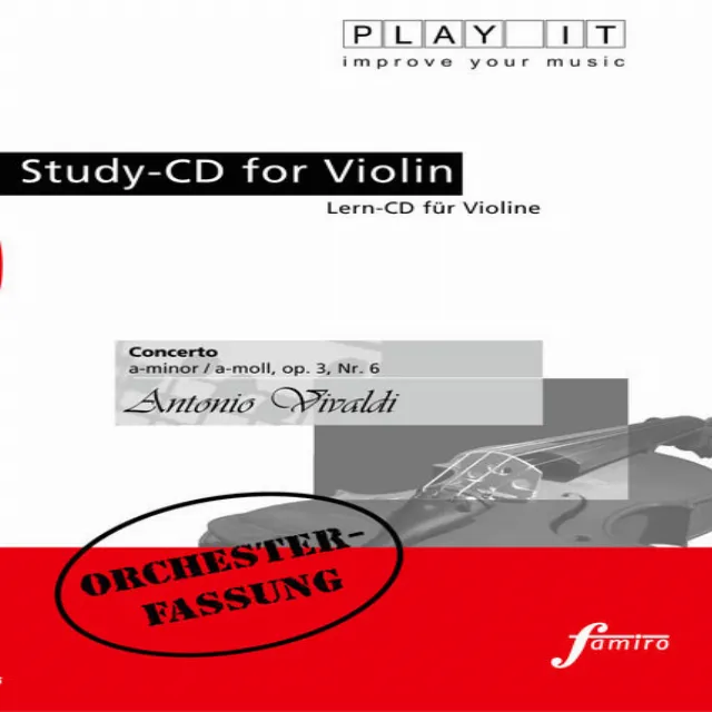 Play It - Study-CD For Violin: Antonio Vivaldi, Violin - Concerto, A Minor/A-Moll, Op. 3, Nr. 6